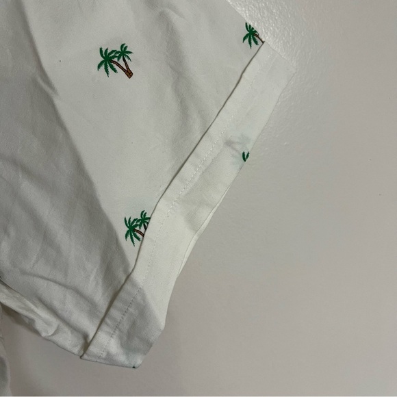 Men’s Denim & Flower Ricky Singh Size Medium Button Down Palm Tree Shirt White - Picture 8 of 9